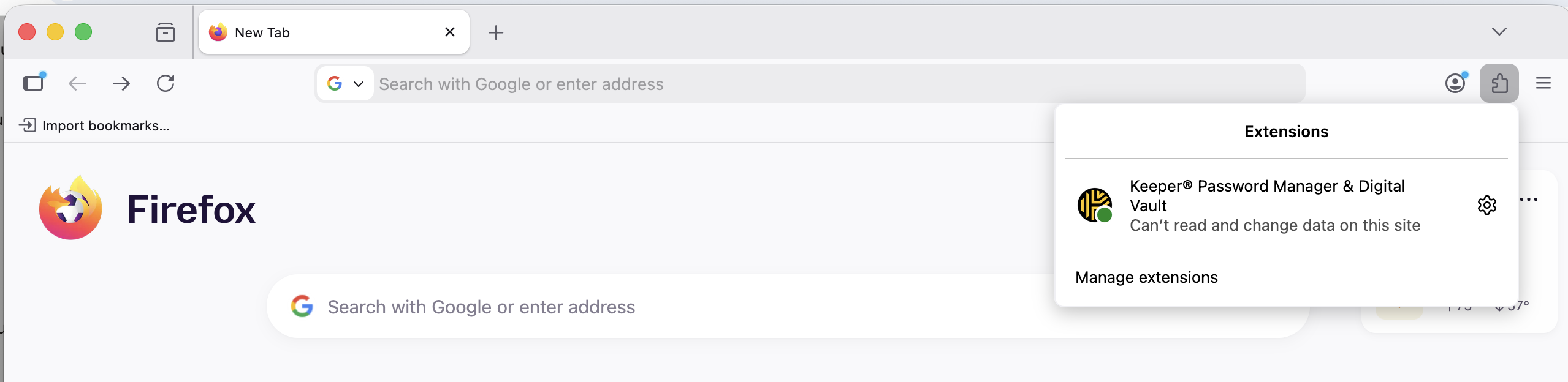 KeeperFill Browser Extension Enabled